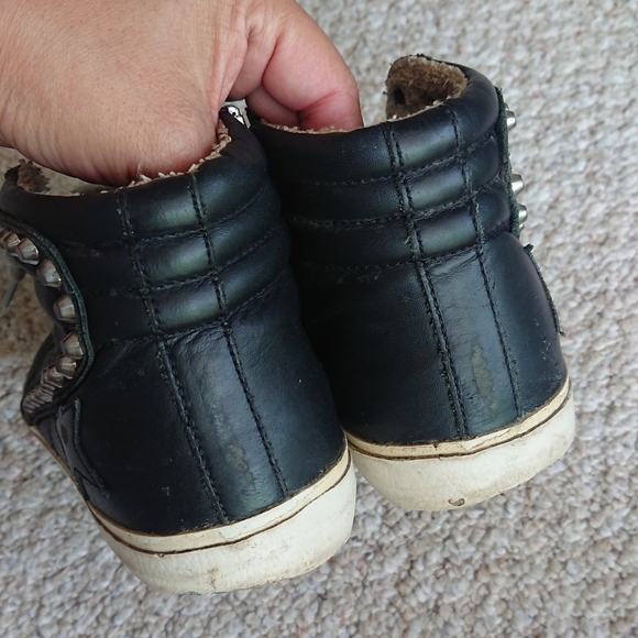 Golden Goose Slide Mid-Top Leather Stud Sneakers in Black size 38 - Picture 11 of 16